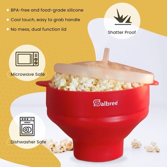 SALBREE New Sealed Microwave Collapsible Silicone Popcorn Popper- Light Blue - Picture 9 of 9